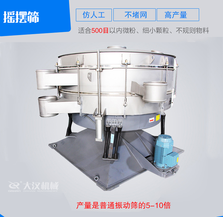 搖擺篩仿人工篩分原理，操作方便，不堵網(wǎng)。