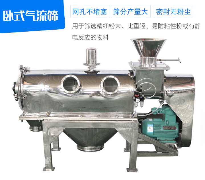 用于篩選精細(xì)粉末、比重輕、易附粘性粉或有靜電反應(yīng)的物料